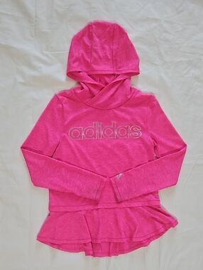 adidas Hot Pink Girls' Hooded Long-Sleeve Top Size Small 7/8